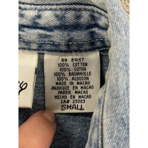 Vtg The Disney Store Mickey Mouse Denim Sleeveless Button-Up Shirt S * Flaw - Picture 5 of 11